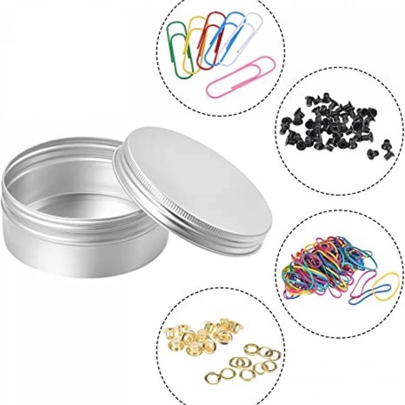 Koin Sembako Kotak Penyimpanan Lilin Kosmetik Wadah Sampel Indah Kecil Perhiasan Kasus Bulat Daun Teh Cream Madu Jar 15 ml Aluminium Kaleng Mini