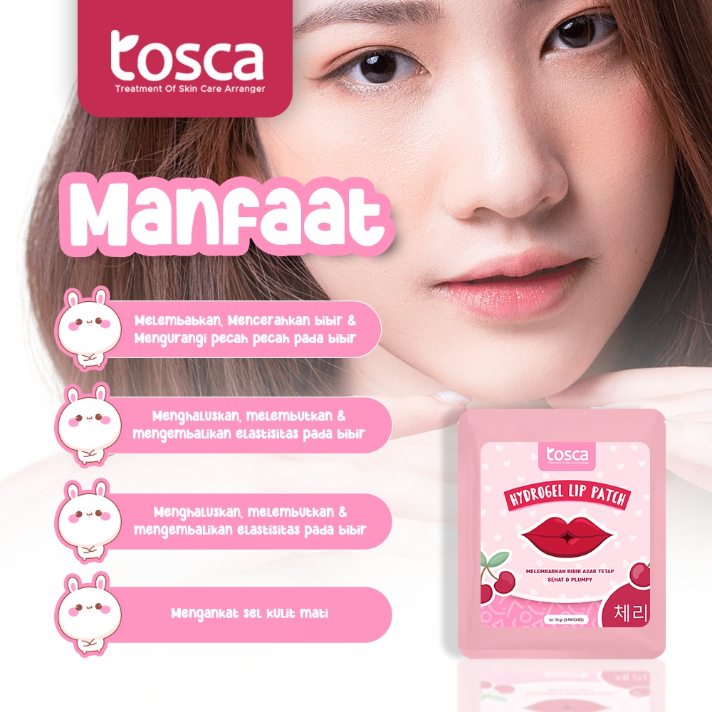 Masker Bibir Tosca Cherry Hydrogel Lip Patch Mencerahkan Bibir