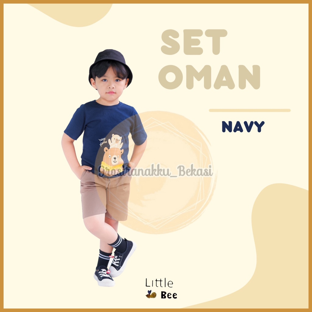 Setelan Anak Cowok Oman LittleBee Warna Navy Size 1-5 tahun