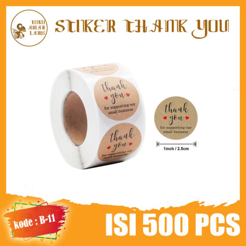 

Sticker Thank You 1 roll 500 pcs motif unyu best seller kode B-11 !!!