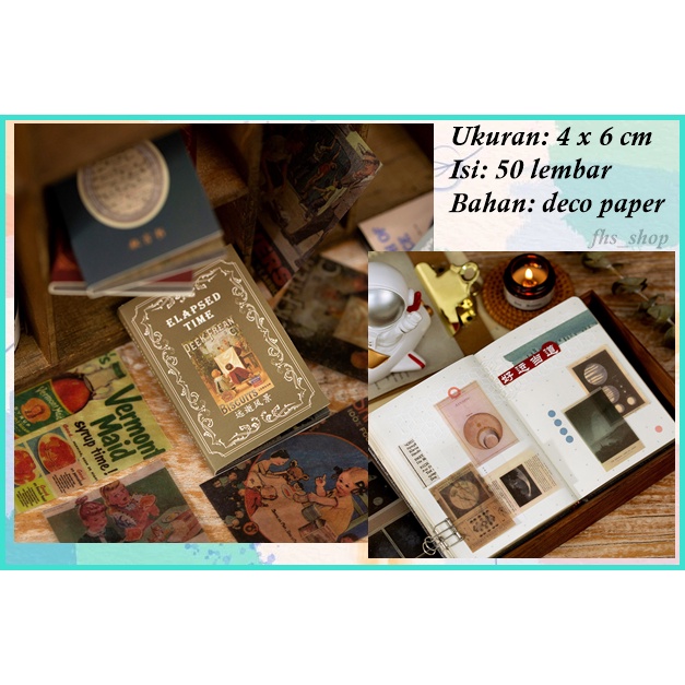 

50 Lembar Scrapbook Paper DIY Retro Impression Deco Paper Mini Book 4 cm x 6 cm
