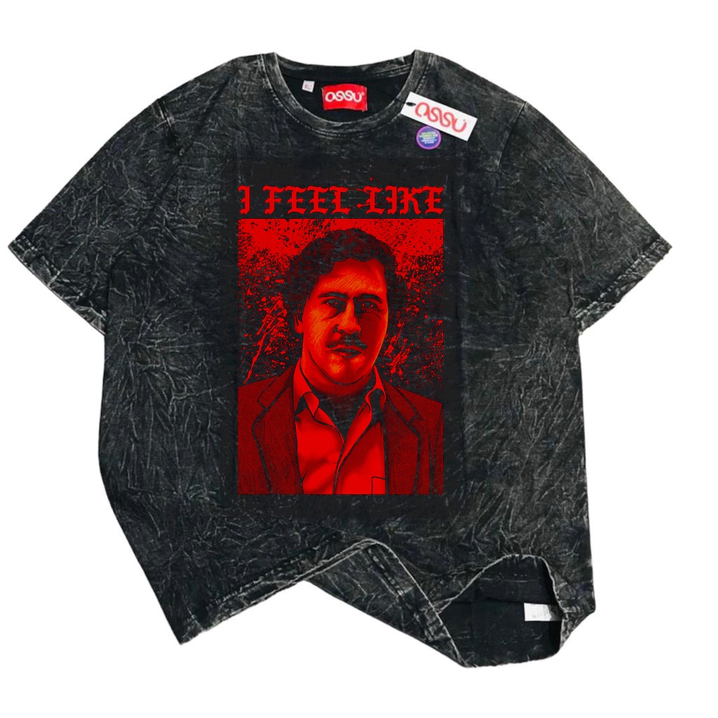 HAPI BASIC "PABLO ESCOBAR" T-Shirt | Regular T-shirt | Stone Wash Washing Tshirt | Kaos VINTAGE I FE