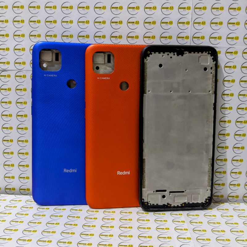 BACK CASING HOUSING FULLSET BACKDOOR + FRAME LCD XIAOMI REDMI 9C ORIGINAL