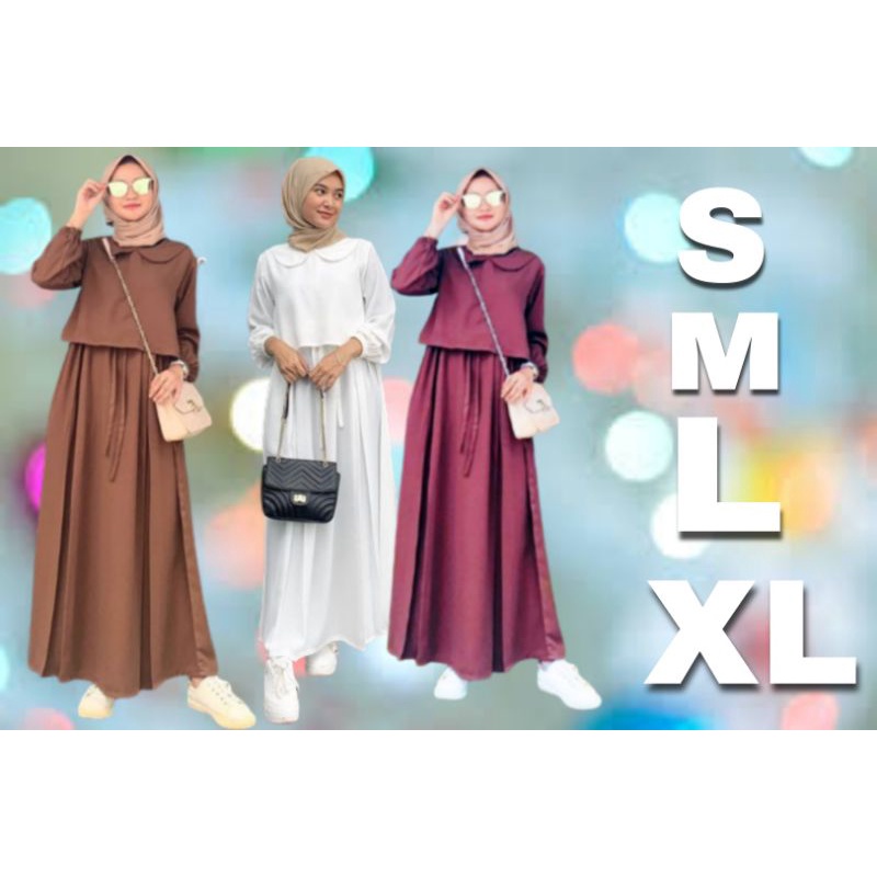 Niami Dress Gamis Remaja Kekinian Korean Style Busui Baju Lebaran 2023 (SABINA DRES) Cringkle Airflow terbaru Gamis Polos