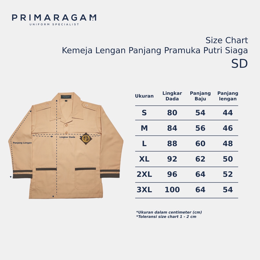 Primaragam Baju Seragam Pramuka Sd Anak Perempuan Panjang Siaga Cewek Kemeja
