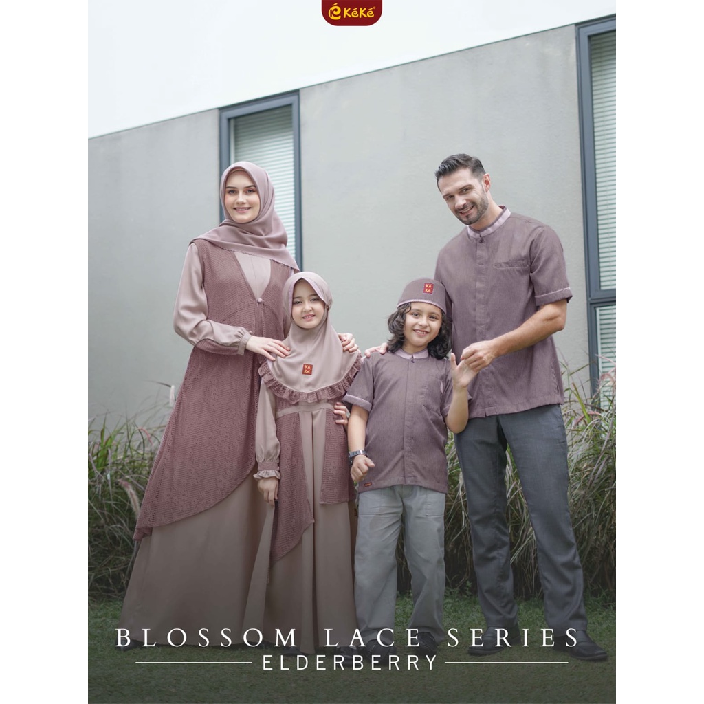 BAJU SARIMBIT KELUARGA KEKE 2023 BLOSSOM LACE SERIES ELDERBERRY  COUPLE