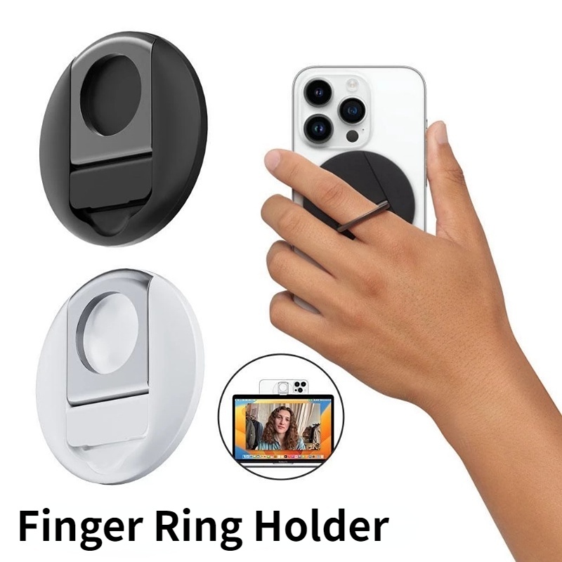 Bracket Suction Punggung Yang Dapat Dilepas Ponsel Cincin Jari Tetap Bulat Menarik Ponsel Stand Hitam &amp; Putih Finger Ring Holder Kompatibel Untuk IPhone