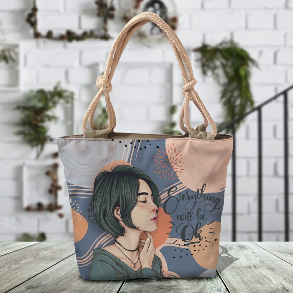 tas wanita totebag karakter wanita - Tote Bag resleting Besar Premium
