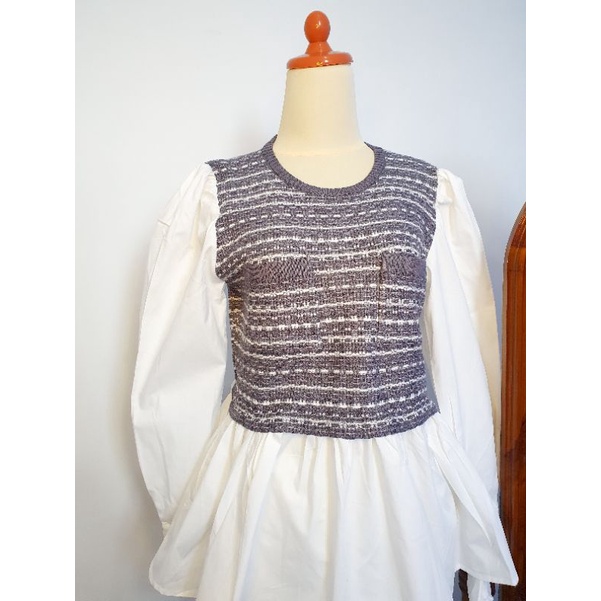 Blouse Korea Kemeja Wanita Korea kombinasi rajut katun Blouse wanita