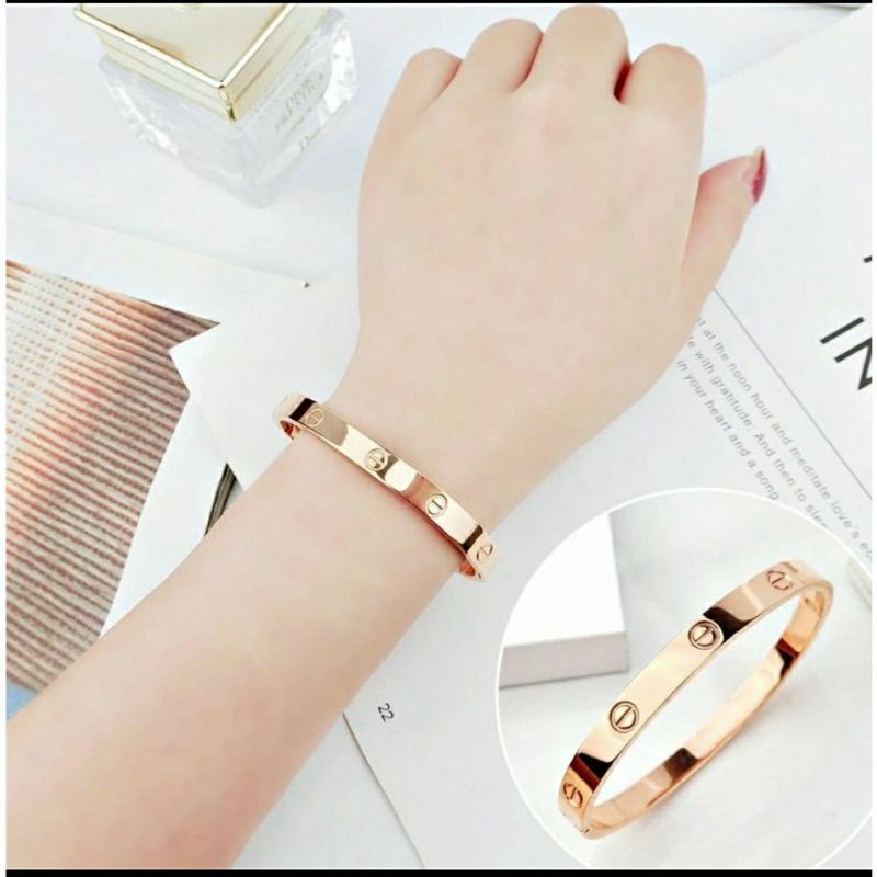 Gelang Tangan Bangle Titanium Anti Karat&amp;Alergi ada cap GBT-04