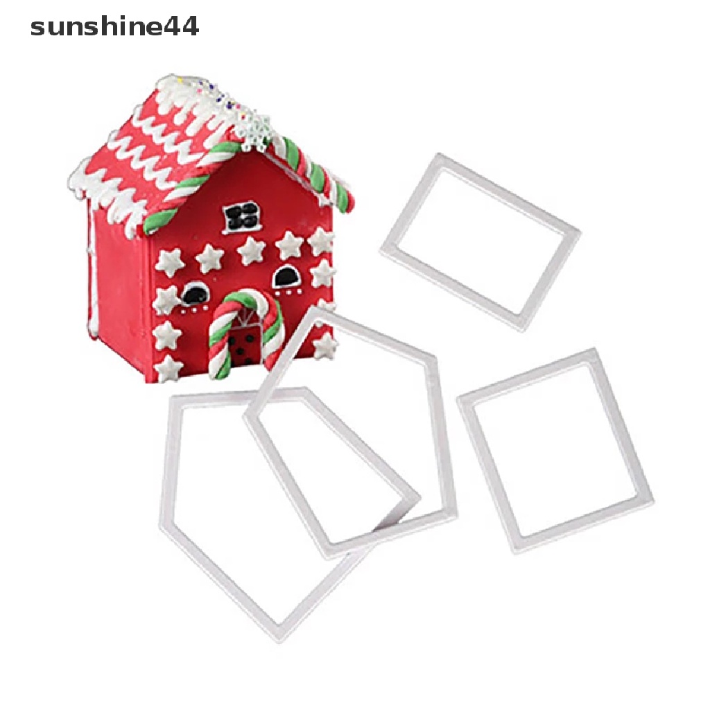 Sunshine 4 Pcs Natal Gingerbread Man House Cookies Cutter Cetakan Diy Baking Tools.