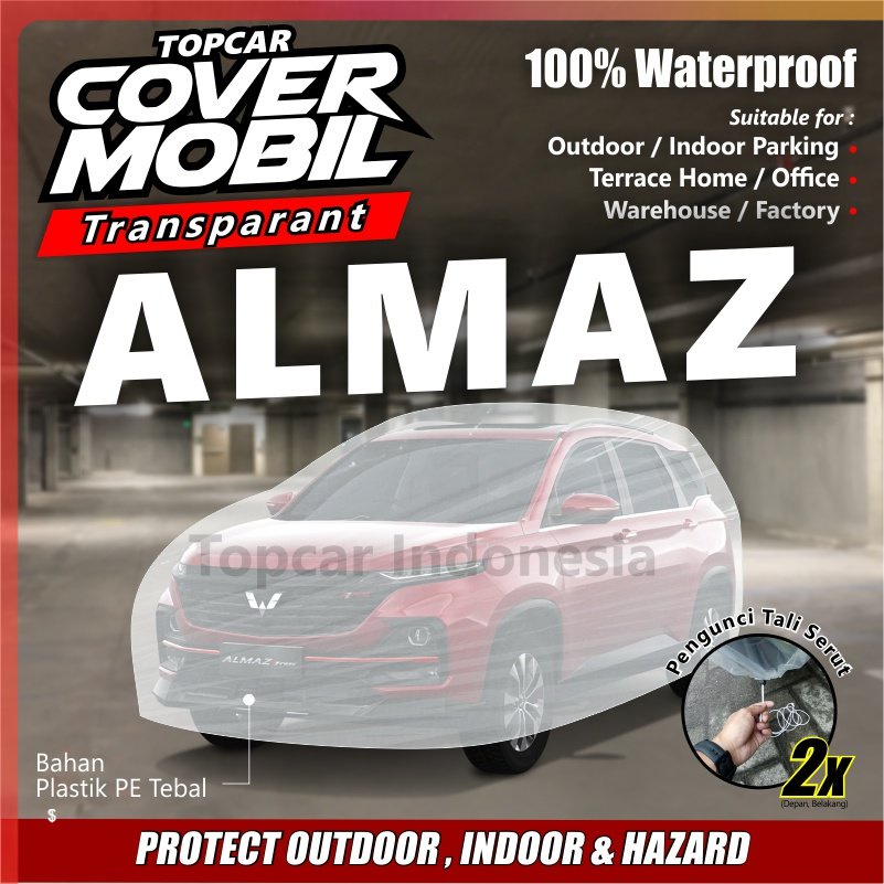 Cover Mobil Transparan Wuling Almaz Plastik Tebal Plastik Waterproof Outdoor Indoor Part Mobil Aksesoris Exterior Premium Quality