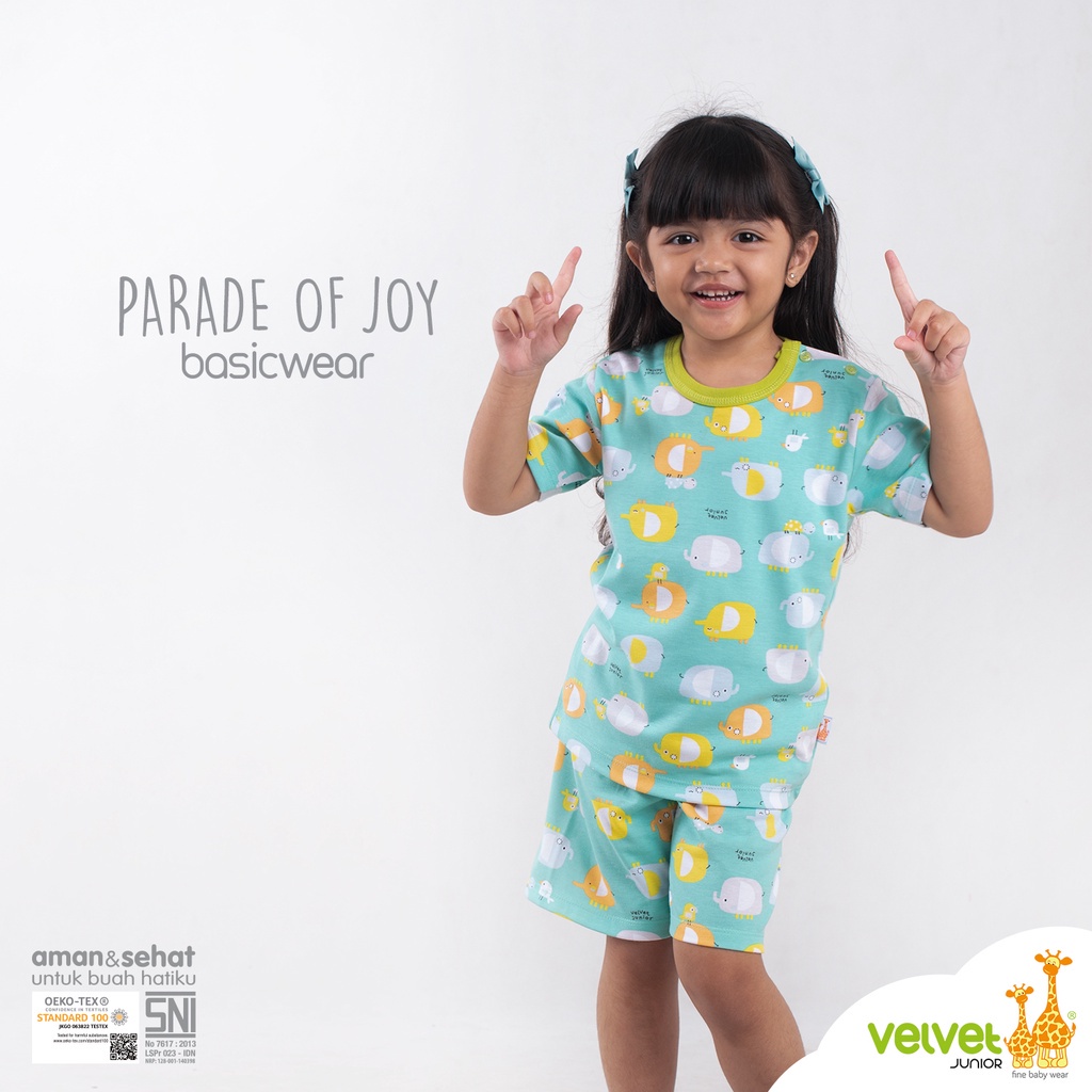 Baju Bayi Setelan Anak Kancing Pundak Pendek Celana Pendek Velvet Junior BasicWear Parade of Joy