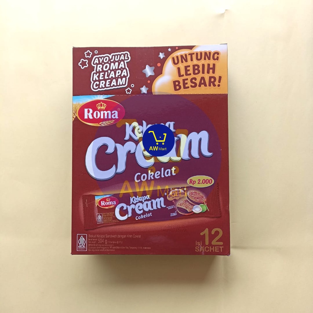 ROMA KELAPA CREAM BOX 480GRAM ISI ( 12 SACHET X 40 GRAM ) - ROMA KELAPA CREAM VANILLA DAN COKELAT