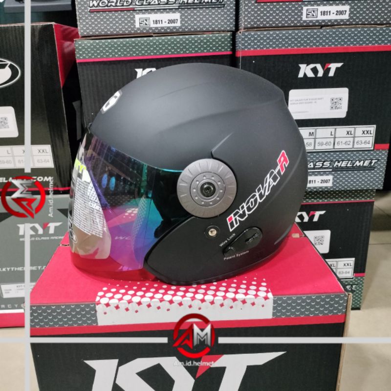 HELM BMC INOVA R SOLID BLACK DOFF VISOR RAINBOW BMC HELM INOVA HALF FACE PRODUK ORI BMC