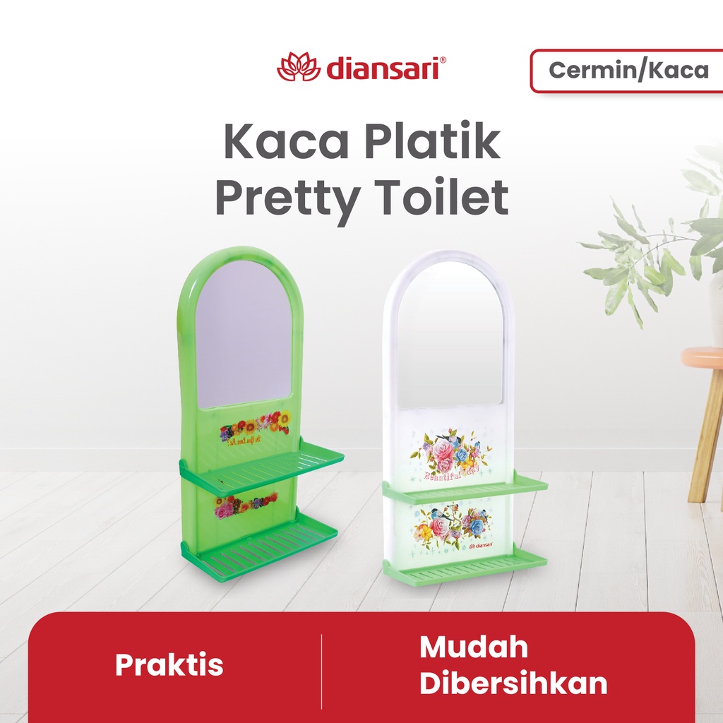 cermin kaca dinding tempel kamar mandi dan rak- Diansari