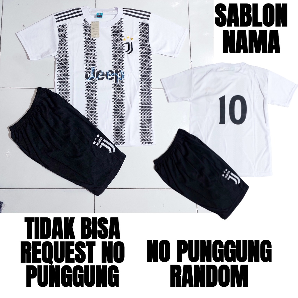 setelan baju bola anak/setelan baju futsal/baju bola juve-ntis putih/baju futsal murah