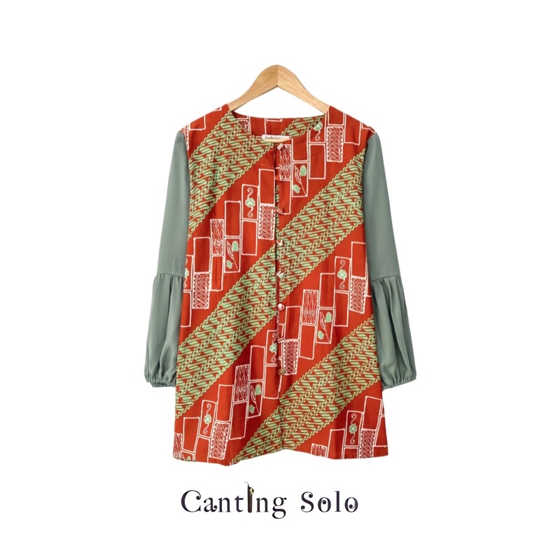 Batik Kinan blouse Kerja Kantor Wanita Hijab Bigsize Jumbo Busui Friendly batik cap Premium