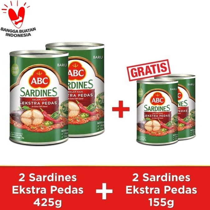

ABC Sarden Saus Extra Pedas 425 g - Buy 2 pcs Get 2 Free Sarden 155 g