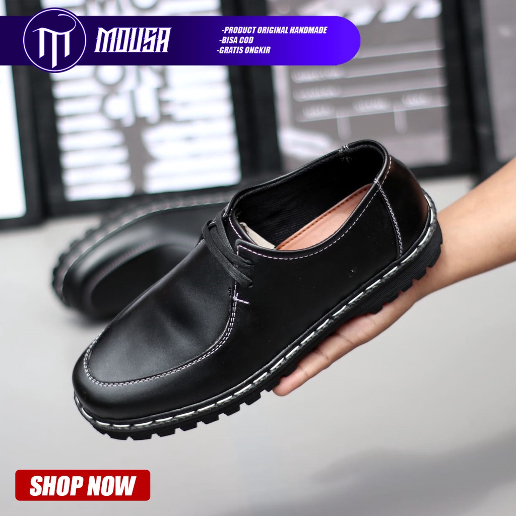 Sepatu Formal Pantofel Docmart Slip On Pria Hitam Mousa Loyi