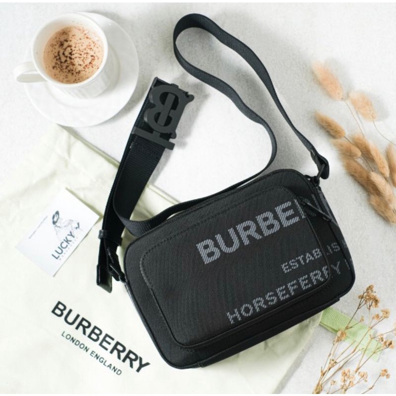 Burberry Horseferry Nylon Crossbody Bag In Black - ORIGINAL 100%