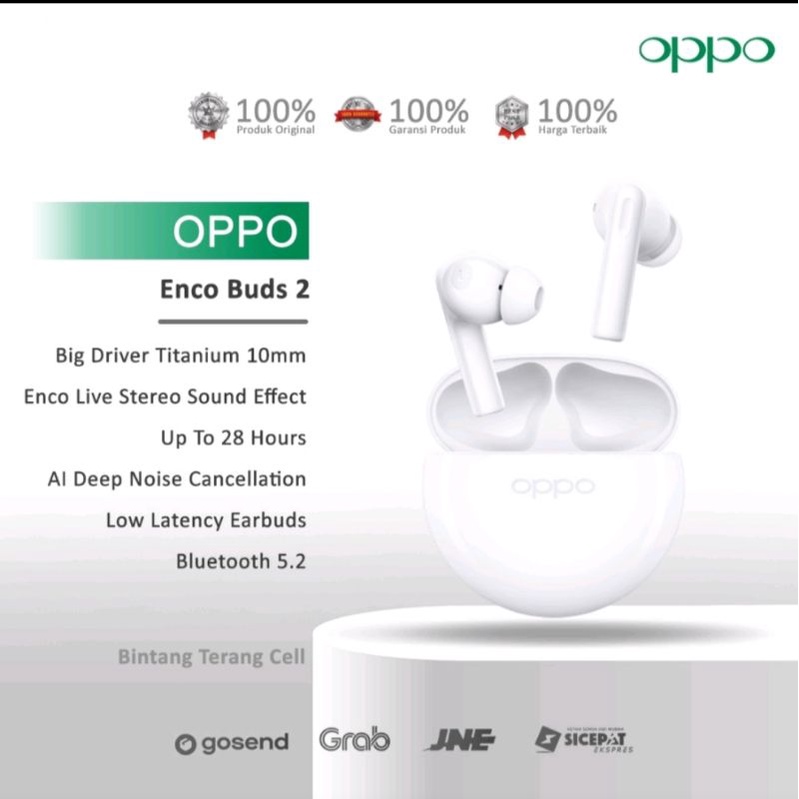 OPPO ENCO BUDS 2 GARANSI RESMIDIJAMIN 100% BARU DAN ORIGINAL OPPO
