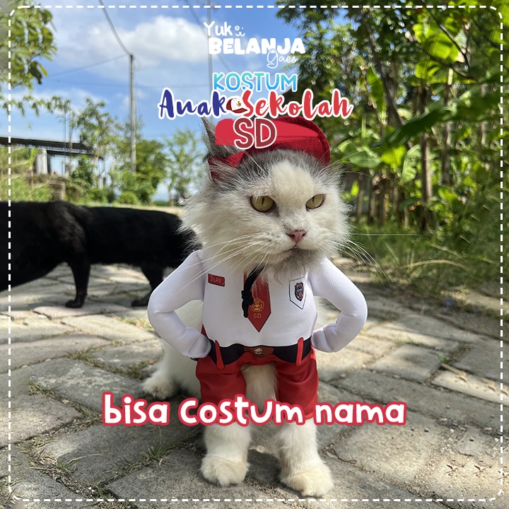 Baju Kucing Bahan Poliester Kostum Anak Sekolah SD Tank Series Terlucu Baju Kucing anjing kelinci Lucu murah Size XS-XL / Yuk Belanja Gaes!