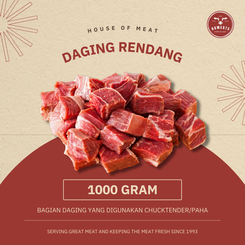 

Daging Sapi Rendang Premium 1KG Potong Dadu Frozen Beef Import 1000 Gram Halal