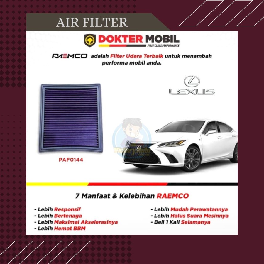 Filter Udara Racing / Air Filter RAEMCO - Mobil Lexus PAF0144