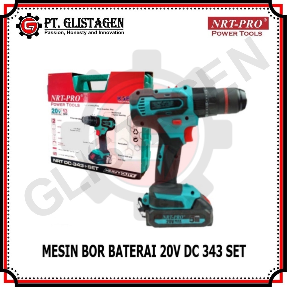 NRT-PRO 343DC Mesin Bor Tangan Baterai Cordless Impact Drill 20 Volt