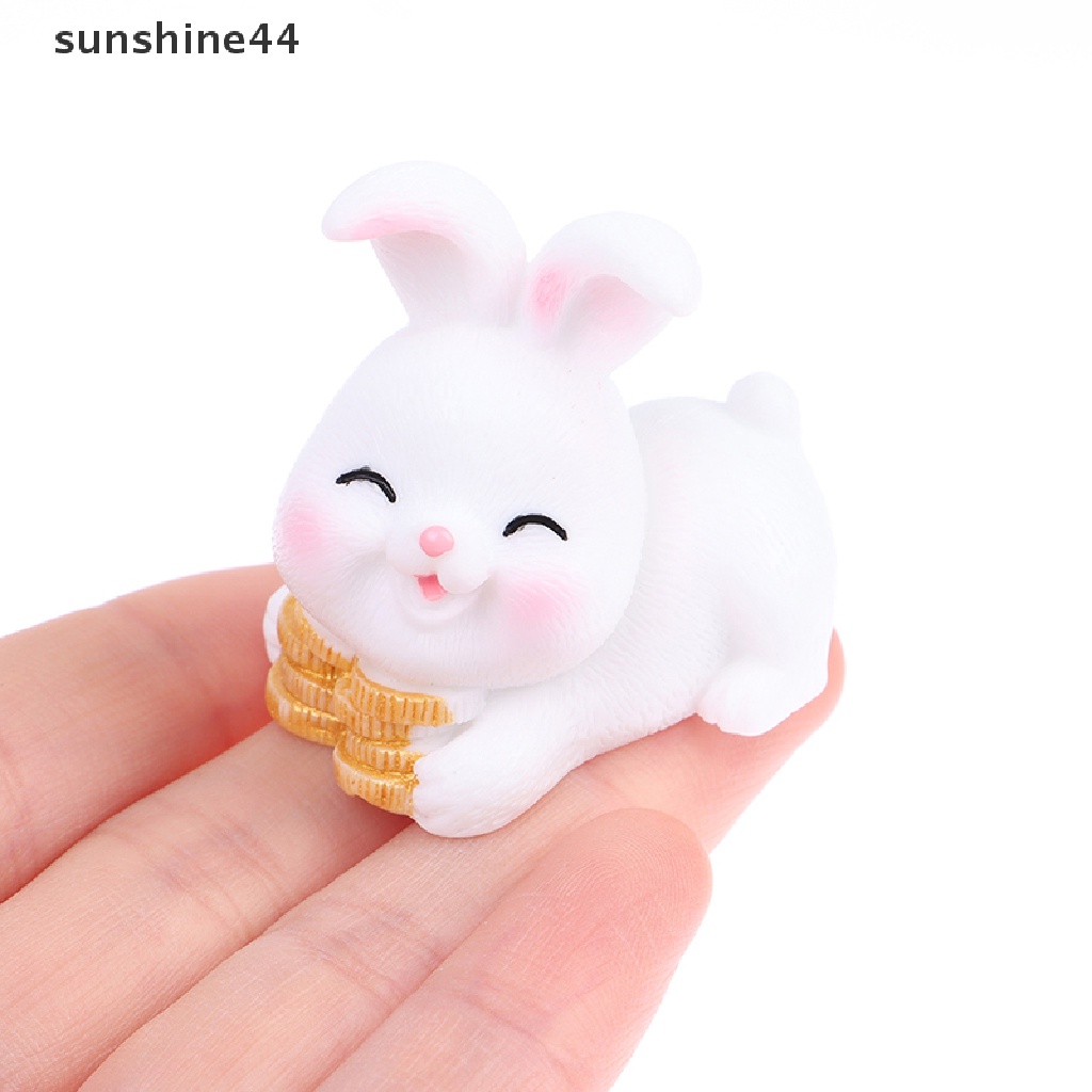 Sunshine4/6pcs/set Kartun Kelinci Keberuntungan Ornamen Berkebun Resin Lanskap Mikro.