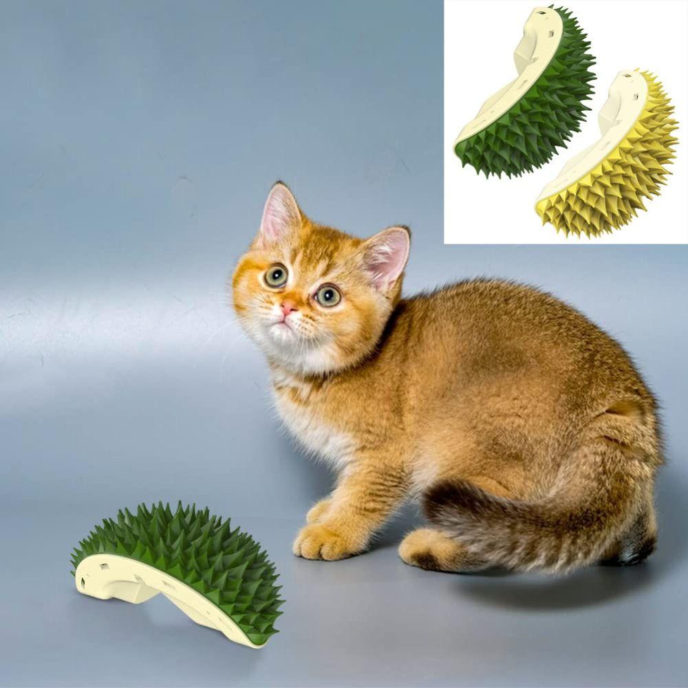 Solighter Cat Self Groomer Praktis Dinding Sudut Scratcher Sisir Scratch Massager Alat Bentuk Durian Lucu