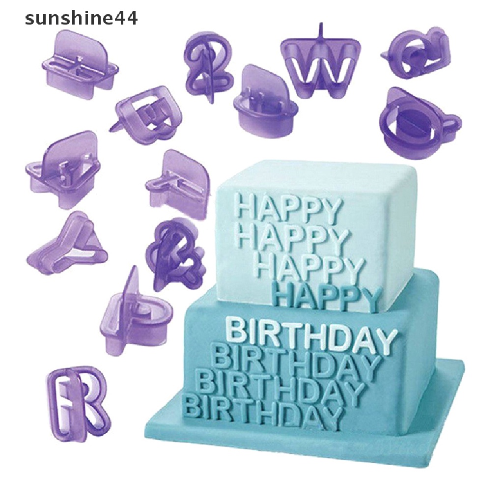 Sunshine DIY Alphabet Mold 40pcs/set Cetakan Biskuit Kue Fondant Huruf Angka Plastik.