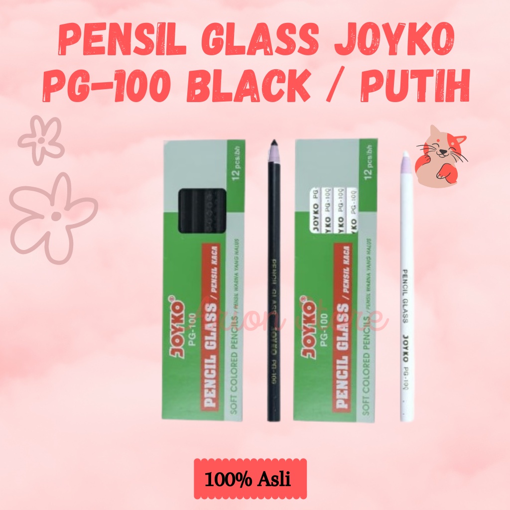 

[ARION STORE] Pensil Kaca / Pensil Gelas Warna Putih / Hitam PG-100 Joyko [PCS]