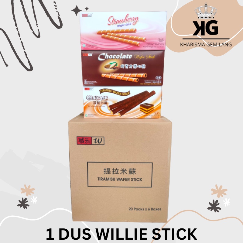 

BISKITOP - WILLIE WAFER STICK 5KG (1 DUS) Biskuit Kue Kering Anak Dewasa Renyah Biscuit Rasa Coklat Stawberry Tiramisu
