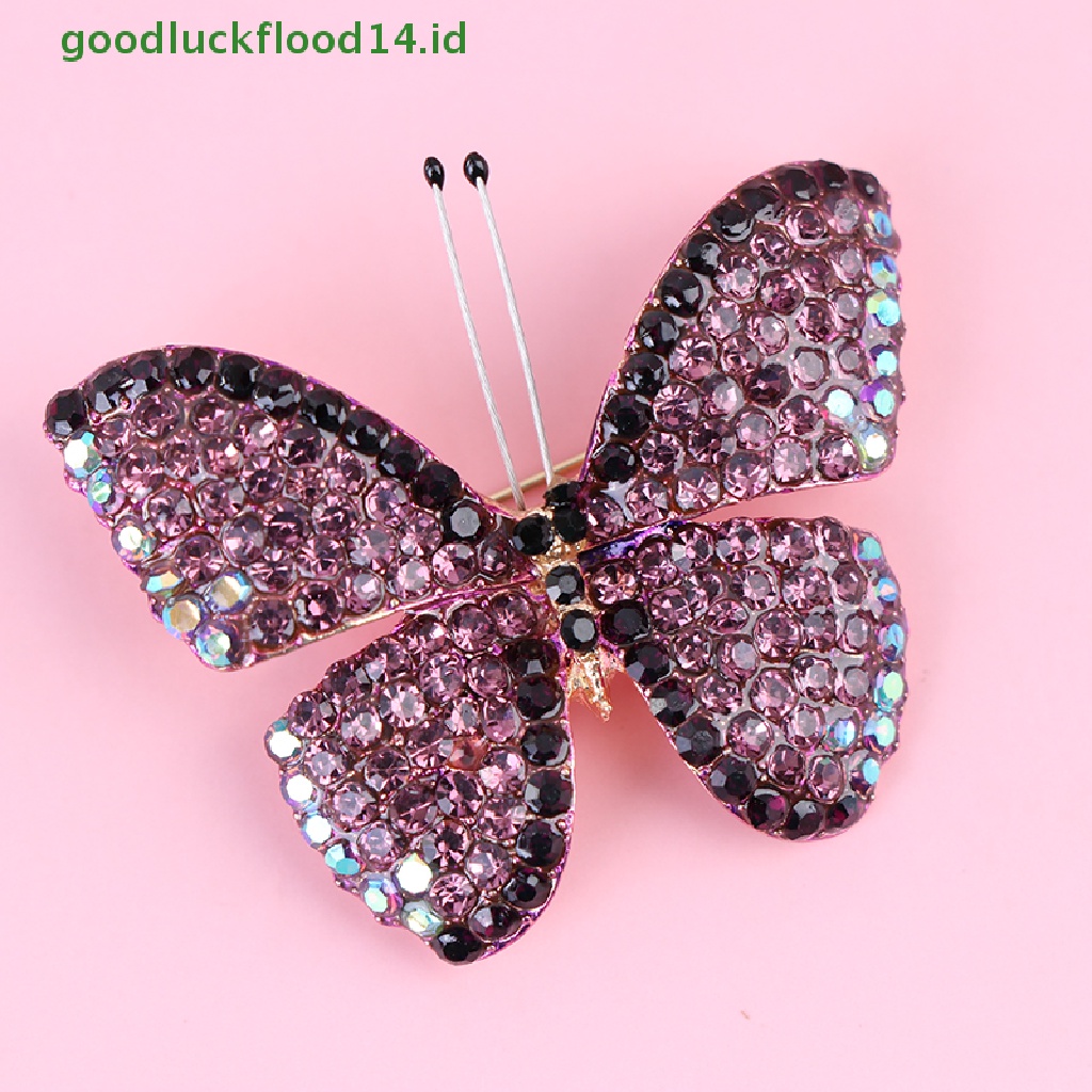 [GOOGFOUR] 1 Pc Berlian Imitasi Kupu-Kupu Bros Wanita Serangga Pernikahan Kantor Bros Pin Hadiah [TOP]