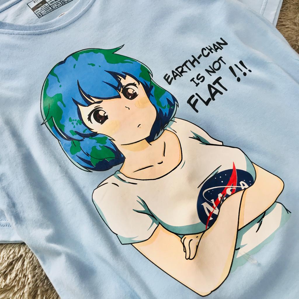 Tshirt Anime Earth chan is not Flat!
