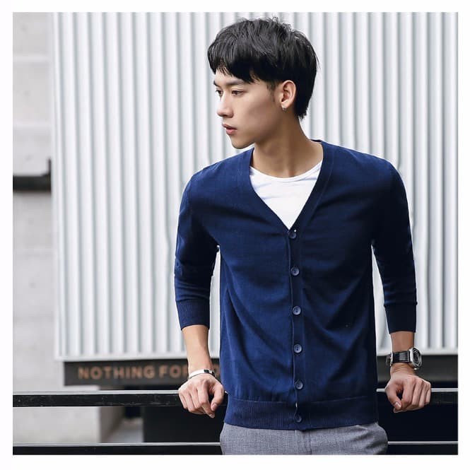 Cuci Gudang Baju Cardigan Rajut Knitting Tangan Panjang Pria - Jfsh Alvin