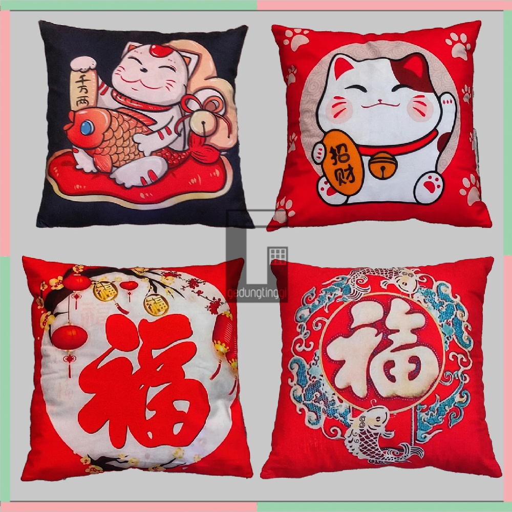 Sarung Cover Bantal Kursi Sofa Tidur Bulu Rasfur Aesthetic Estetik Karakter Hadiah Kado Imlek Sincia Motif Shio Kelinci Fuk Fu Ikan Koi Koki Emas Gold Merah Guling Bonita Satin Kecil Katun Kintakun Batik Nct Set Resleting 43x43 42x42 40x40 45x45 cm Murah