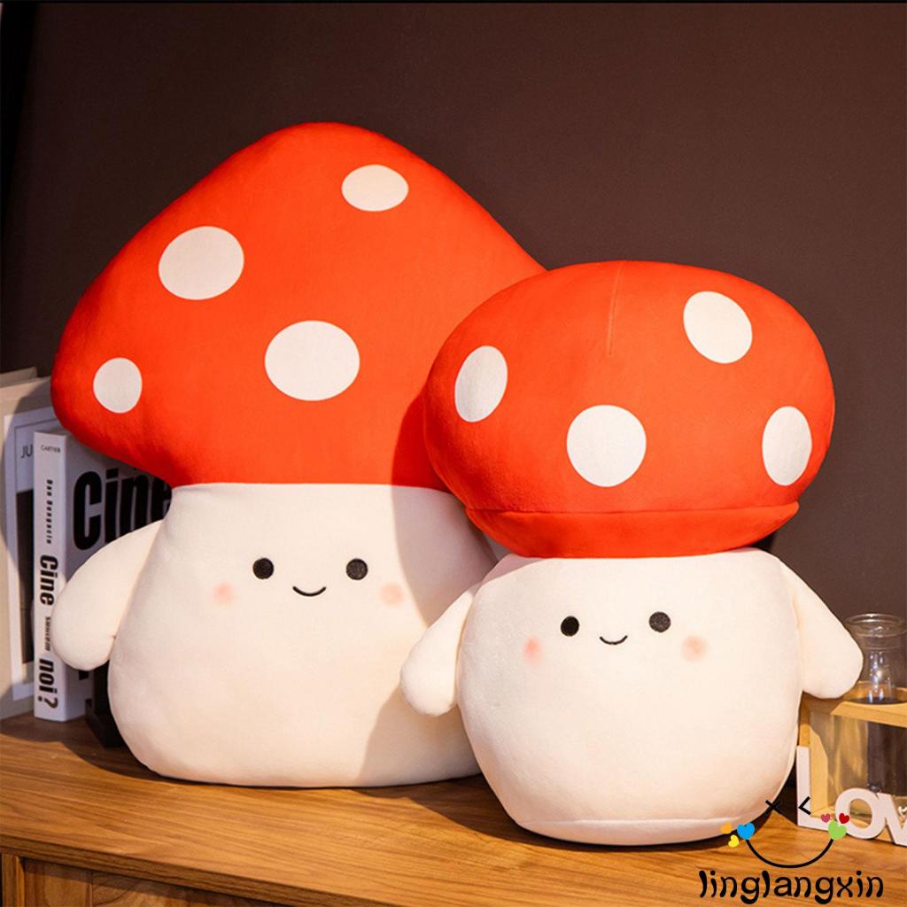 Llx- Mainan Boneka Plush Jamur Lempar Bantal Ornamen Hadiah Tahun Baru