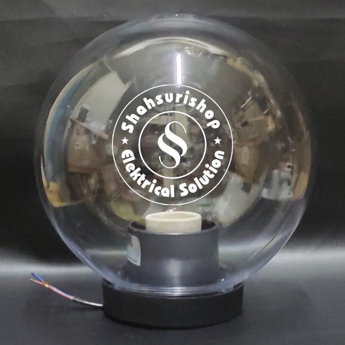 ✿ BISA COD✿ KAP LAMPU TAMAN BULAT 8 INCH E27 PLASTIK ACRYLIC FROSTED CLEAR GARIS - clear polos, BUBL