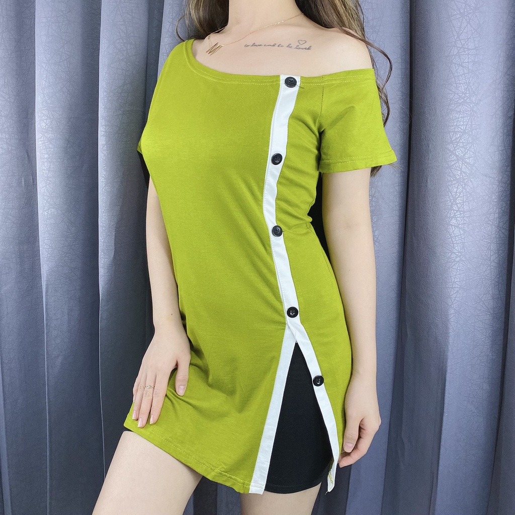 Dress Wanita Button Mini Dress