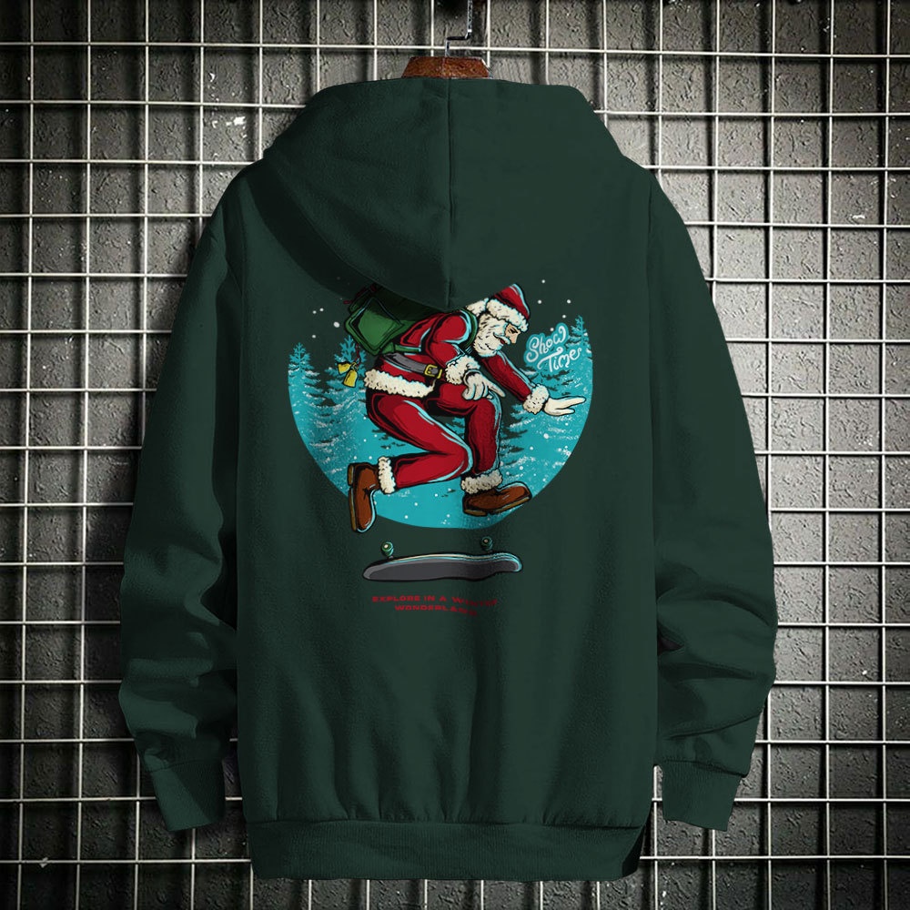 FORTGLASS SANTA SKATE Outerwear Unisex Zipper Sablon Pria Premium Jaket Pria Jumper Hoodie