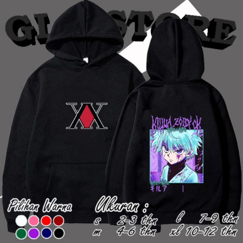 Jaket Sweater Hoodie Anak Laki Laki Anime Hunter X Hunter Killua