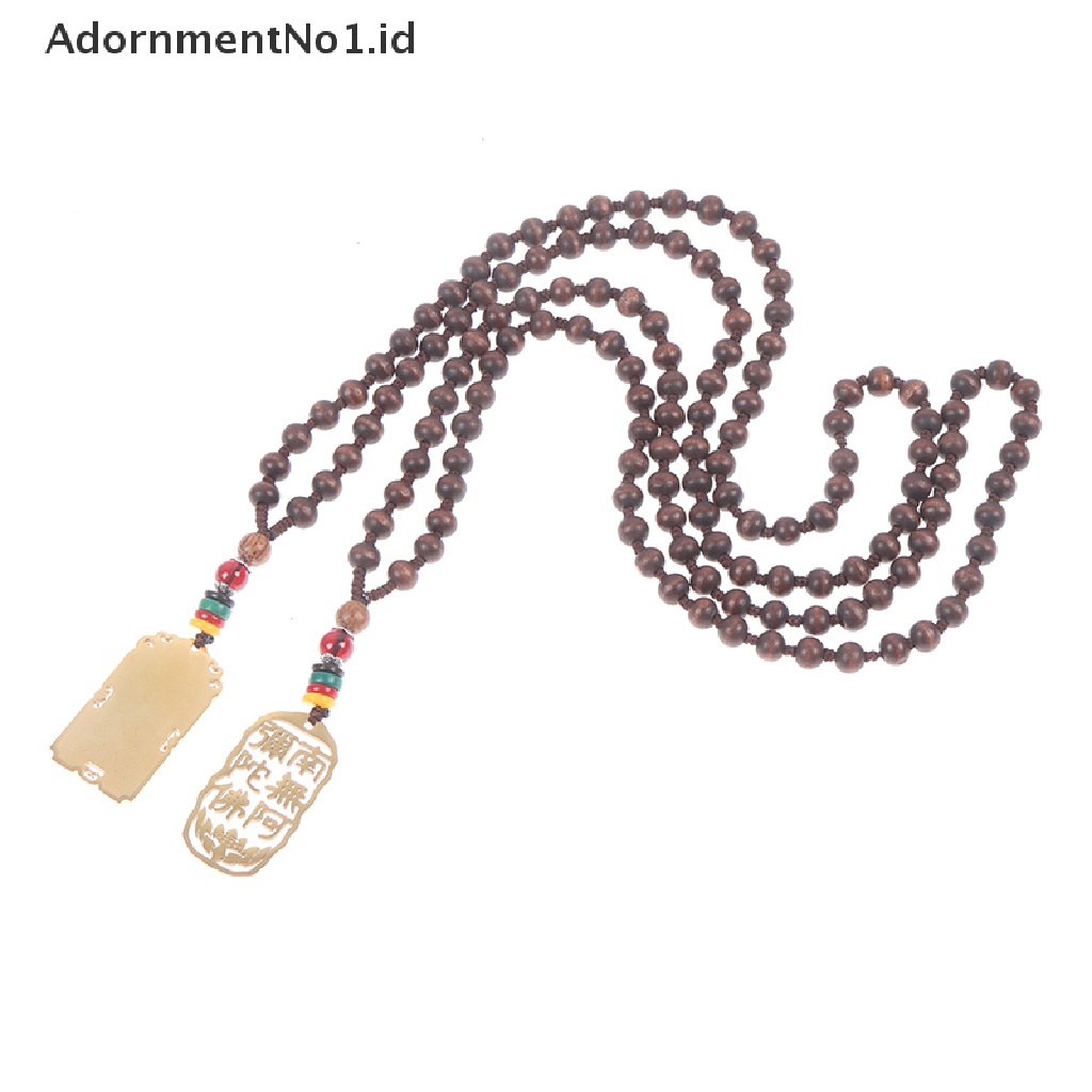 [AdornmentNo1] Wanita Pria Retro Yoga Beads Necklace Natural Sandal Buddha Kalung Buddha [ID]