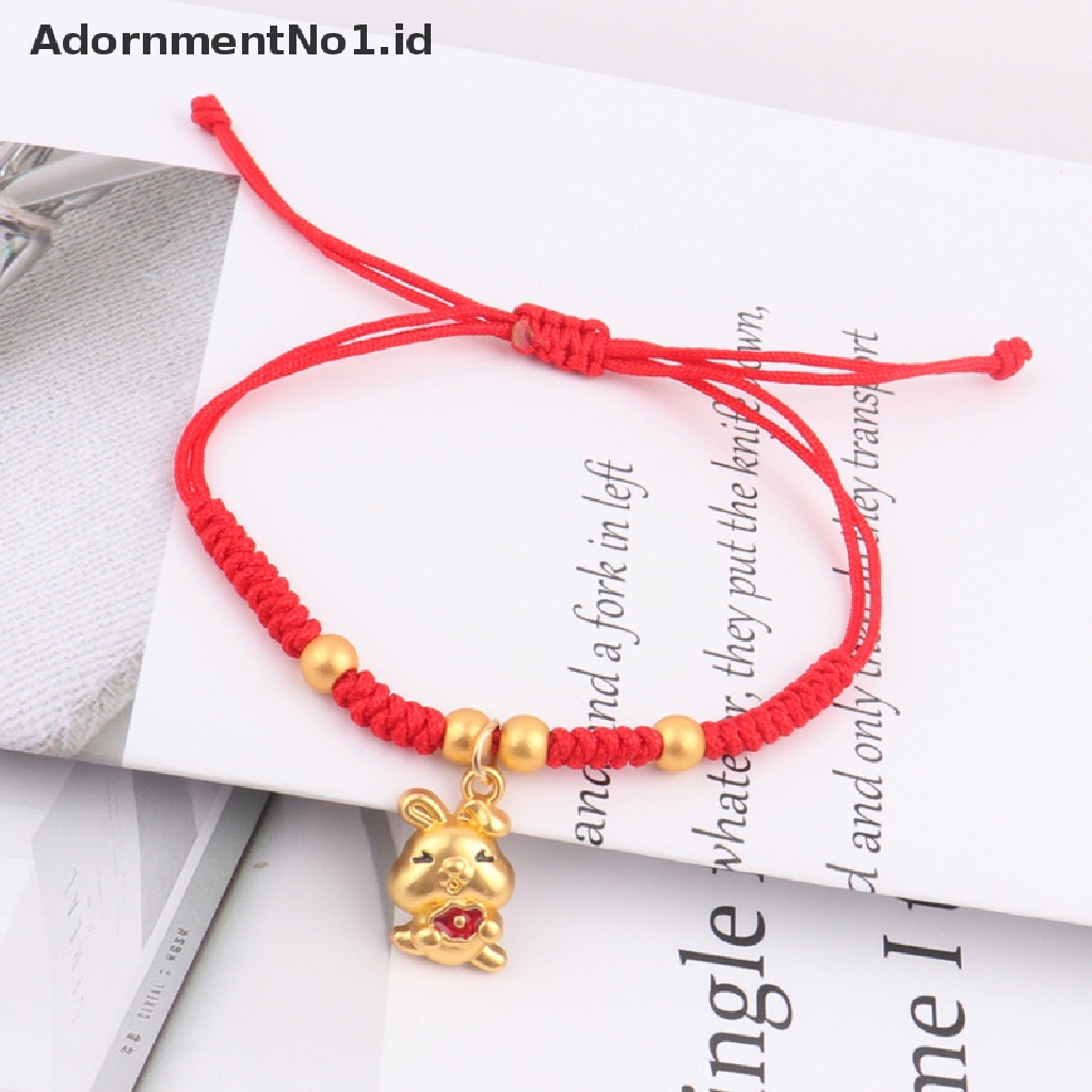 [AdornmentNo1] Liontin Tikus Yang Indah Tali Merah Gelang Keberuntungan Yang Dapat Disesuaikan Untuk Wanita Gadis Hadiah Ulang Tahun Gelang &amp; Gelang [ID]