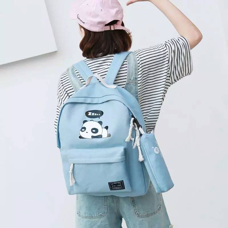 &quot;aurabagss&quot; - Beli 1 Dapat 4 Tas Anak Set 4 In 1 Motif &quot;PANDA&quot; Tas Ransel Anak Sekolah SD SMP Backpack Anak Sekolah Unisex Multifungsi Keren Trendy Stylish Kekinian