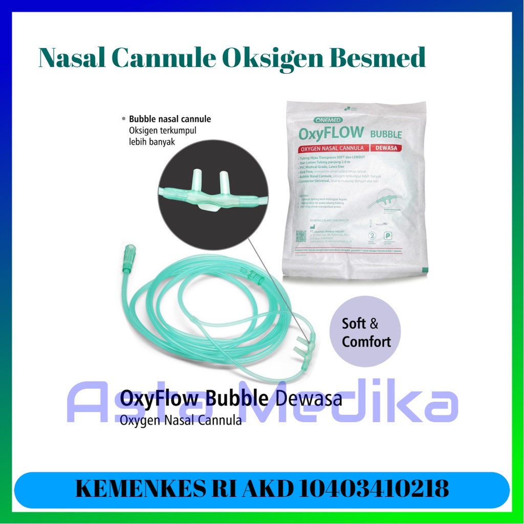 Oxyflow Bubble Bayi Anak Dewasa Soft Tip Besmed Nasal Cannula Oxygen Soft Tip Selang Oksigen Bayi Anak Dewasa Besmed