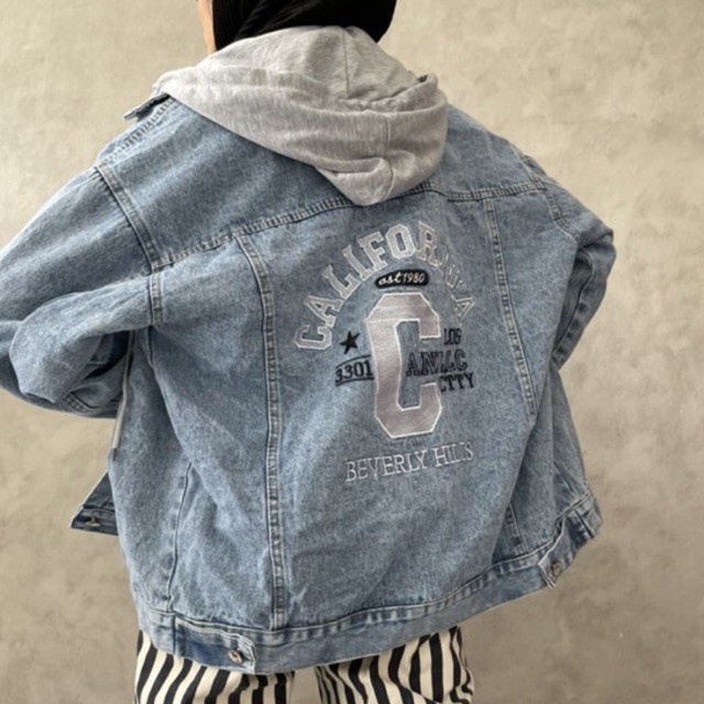 Jaket Wanita AMR Original - Jaket Jeans Hoodie Pria Wanita Baru- JJ CALIFORNIA 1362 Ready Stock terb