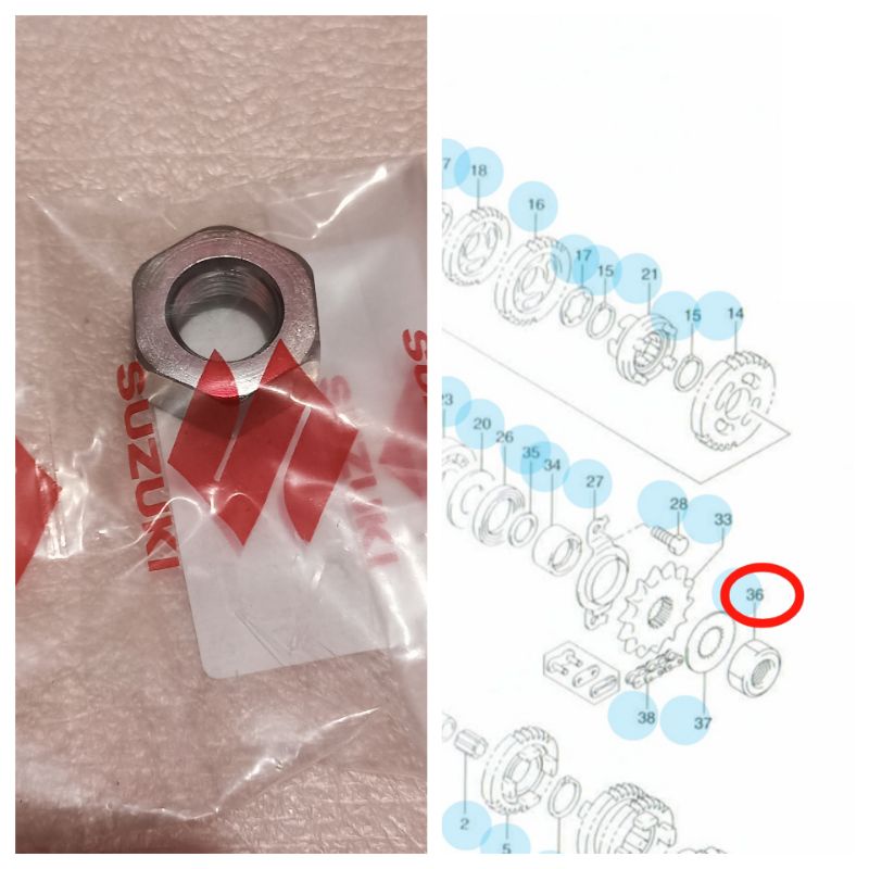 MUR NUT PENGUNCI GEAR DEPAN SUZUKI THUNDER 125